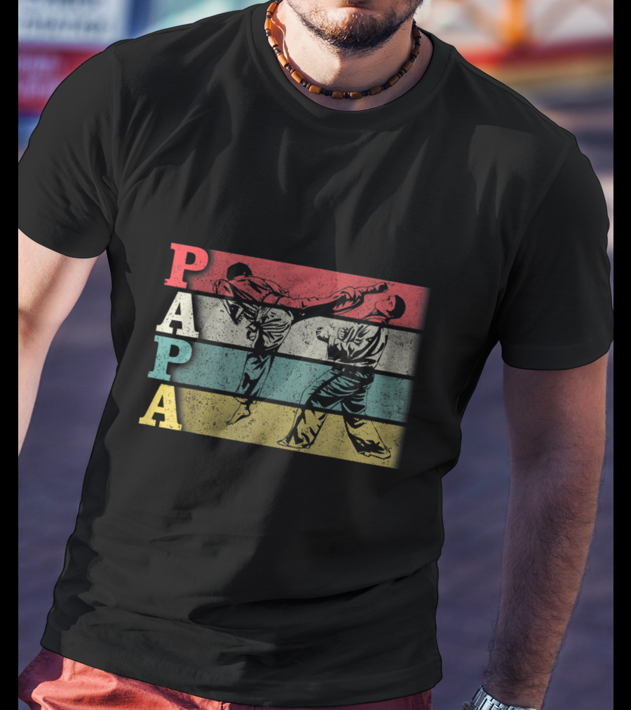 Papa Vintage Karate Dadfathers Day Funny T-Shirt