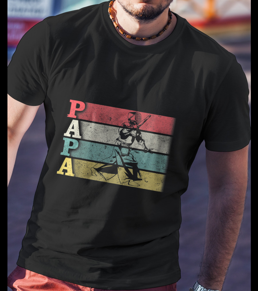 Papa Vintage Kendo Retro Dad Fathers Day T-Shirt