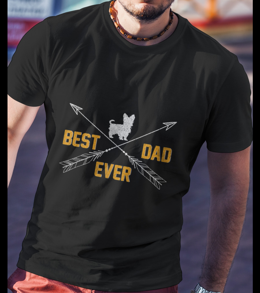 Best Yorkshire Terrier Dog Dad Ever Vintage Arrows T-Shirt