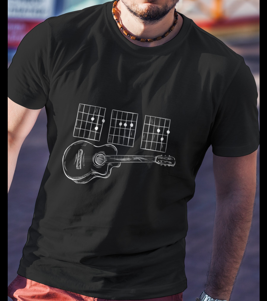 Acoustic Guitar Dad Musician Classic Guitar Chords Chart T-Shirt