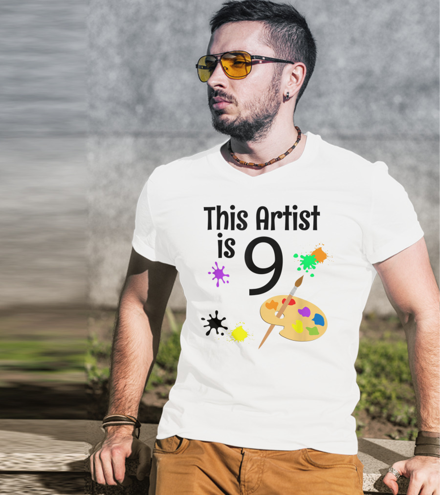 This Artist Is 9 Year Old Painting Birthday Party T-Shirt
