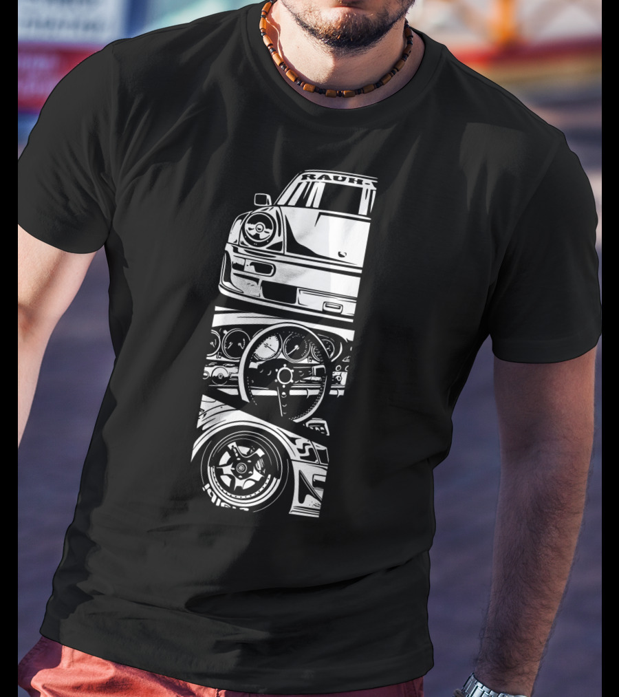 Rauh Welt Begriff German Classic Car Oldtimer Dashboard Wheel T-Shirt