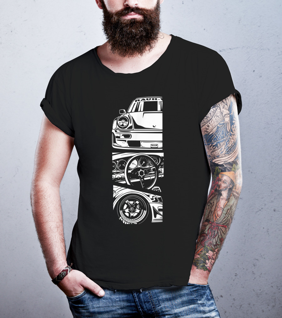 Rauh Welt Begriff German Classic Car Oldtimer Dashboard Wheel T-Shirt