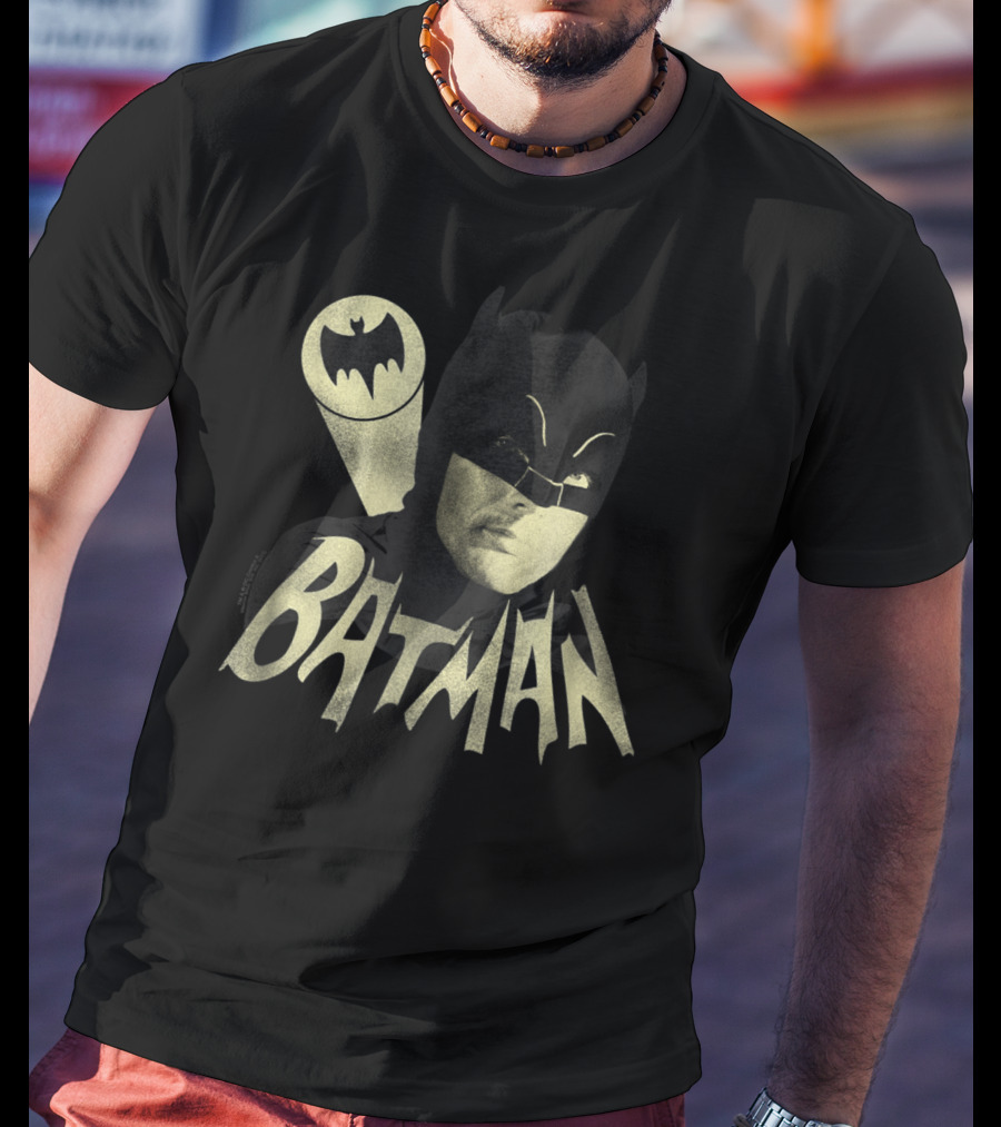 Batman Classic TV Series Bat Signal Logo And Iconic Hero Image T-Shirt