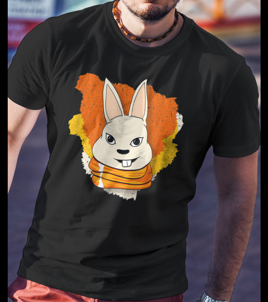 Bunny With Orange Yellow Scarf And Women For Easter T-Shirt