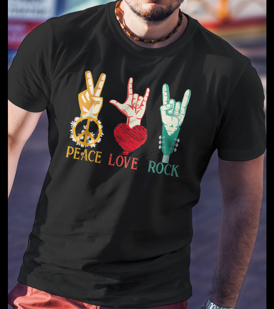 Peace Love Rock Vintage Concert Band Classic T-Shirt