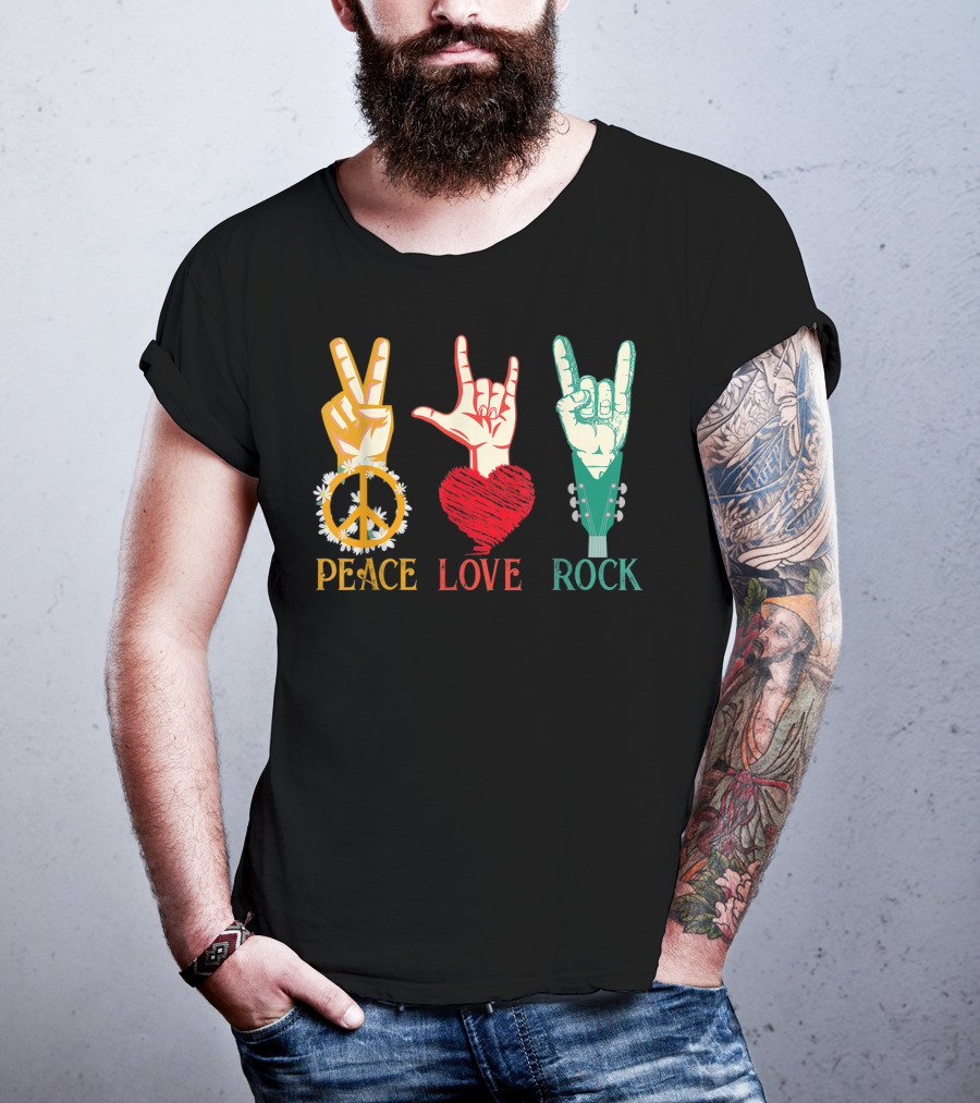 Peace Love Rock Vintage Concert Band Classic T-Shirt