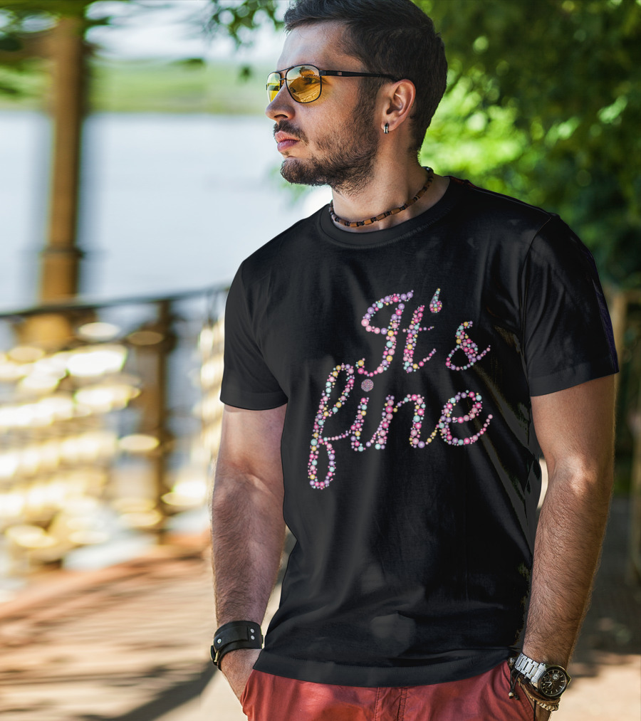 Classic Vintage It's Fine Pastel Beaded T-Shirt