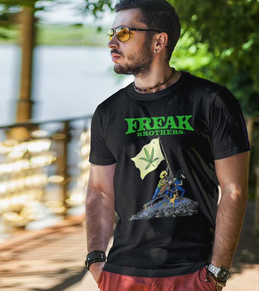 Freak Brothers Cannabis Flag Iconic Comic T-Shirt