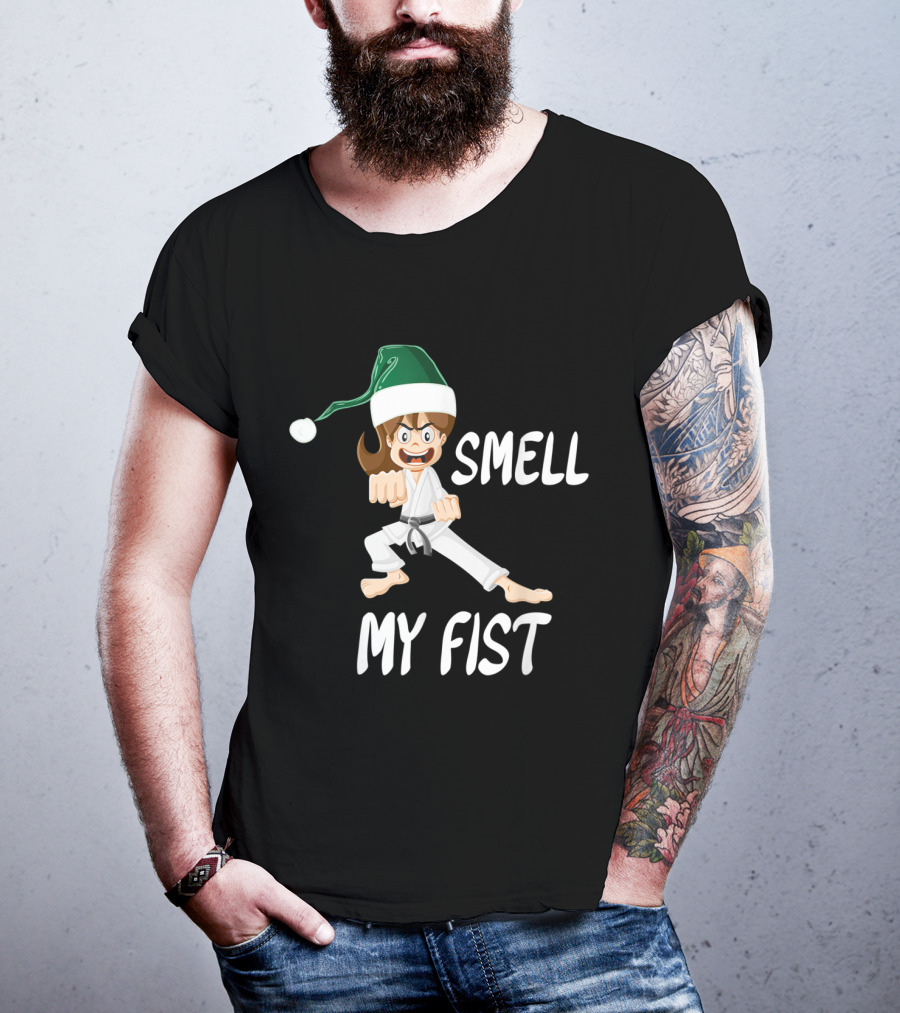 Smell My Fist Funny Christmas Karate T-Shirt