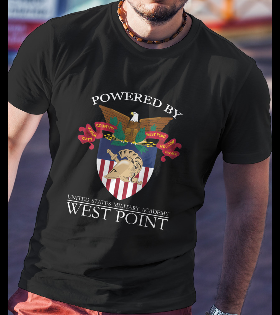 Powered By United States Military Academy West Point Honor Duty Country T-Shirt