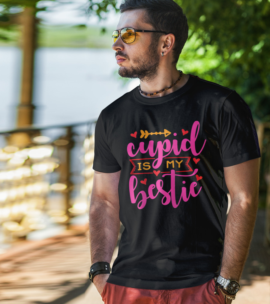 Cupid Is My Bestie Valentine's Day Hearts Love T-Shirt