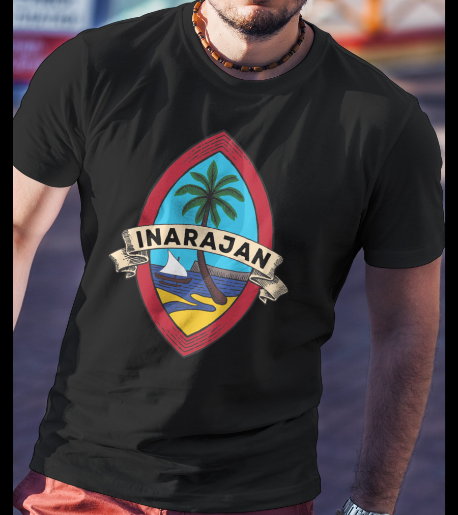 Guam Seal Inarajan Palm Beach Scene T-Shirt