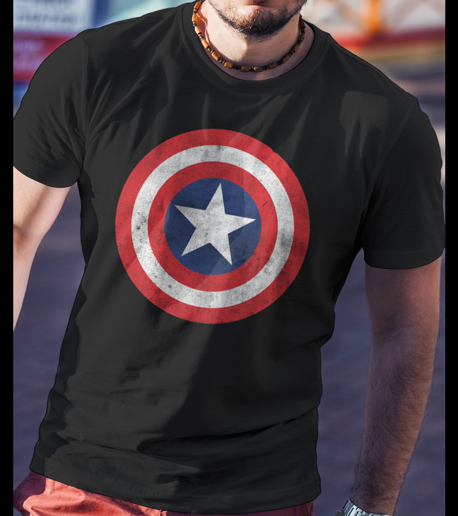 Marvel Captain America Classic Shield Iconic Symbol Red White Blue T-Shirt