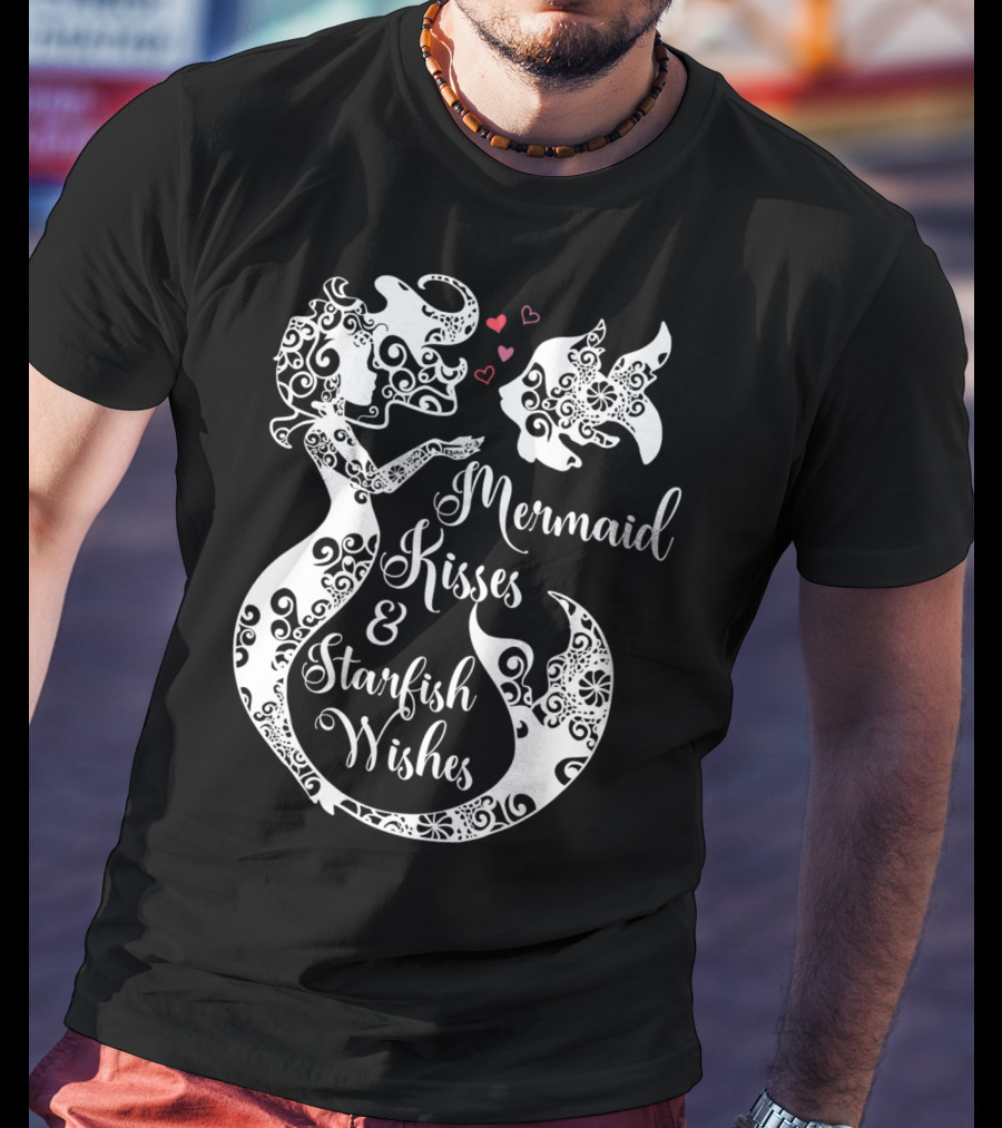Mermaid Kisses And Starfish Wishes Mandala T-Shirt