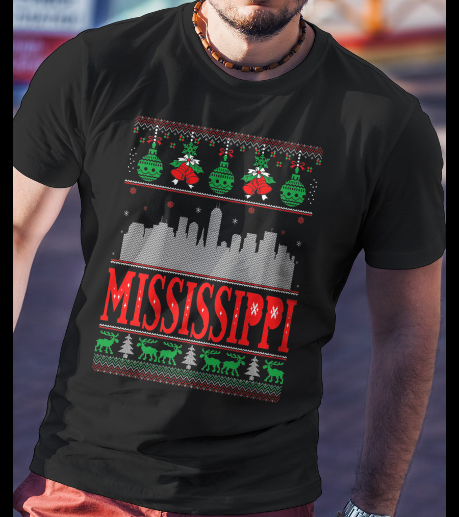 Mississippi Skyline Christmas T-Shirt