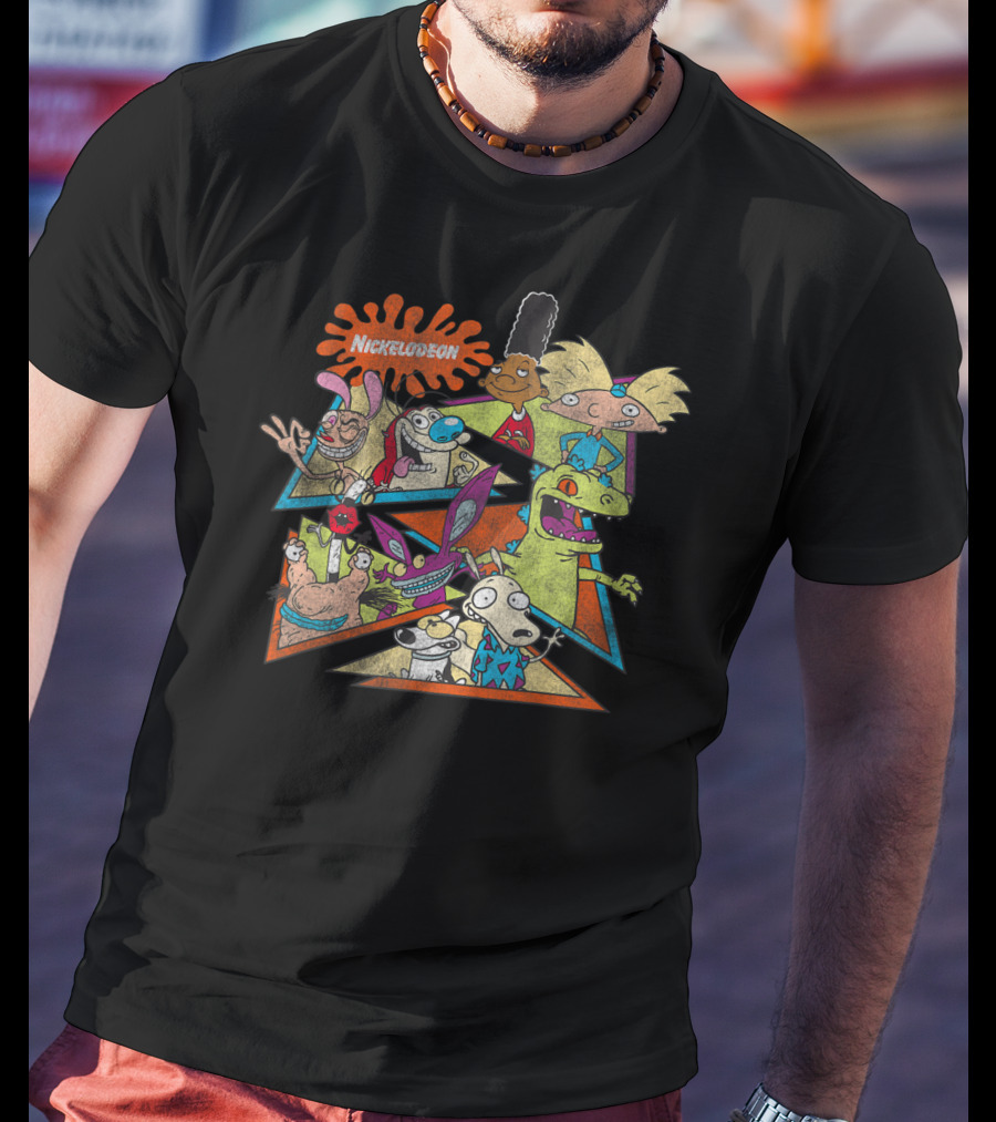 Nickelodeon Classic 90s Characters Hey Arnold Rugrats Ren Stimpy Rocko Gerald T-Shirt