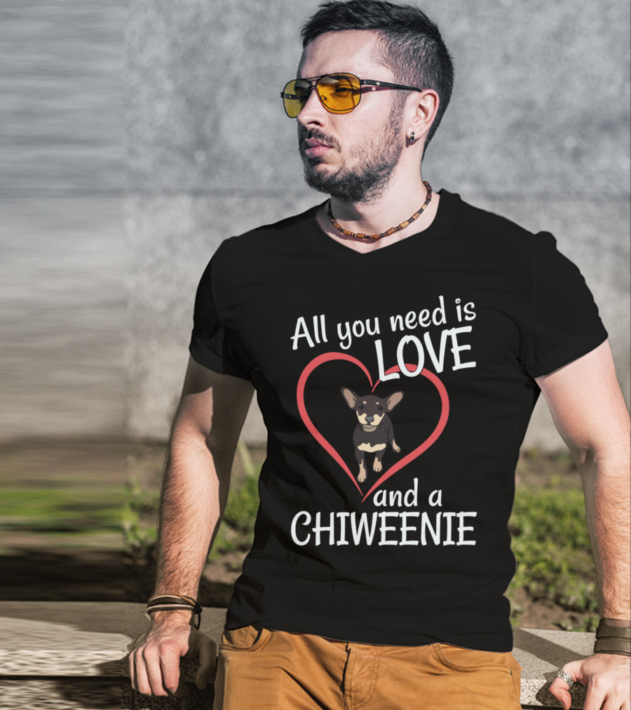 All You Need Is Love And A Chiweenie Heart Outline Dog T-Shirt