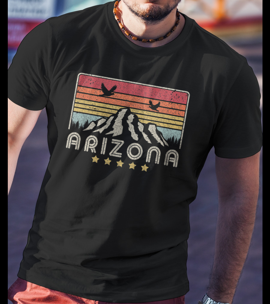Arizona Mountain Sunset With Birds And Stars T-Shirt