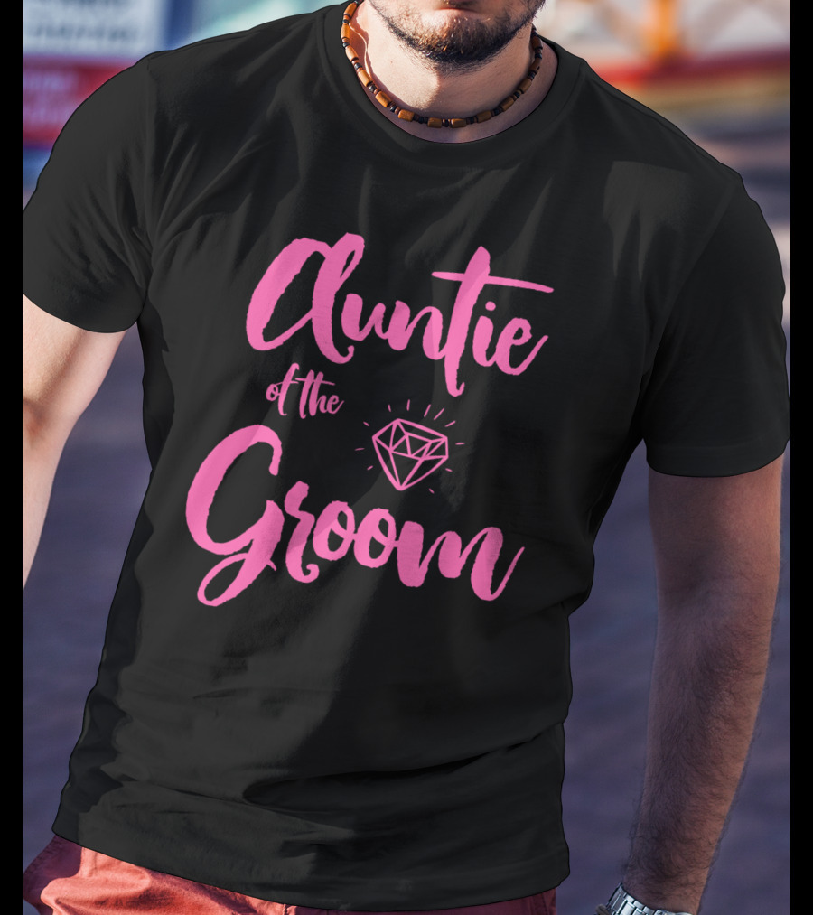 Auntie Of The Groom Pink Diamond Bridal Party T-Shirt
