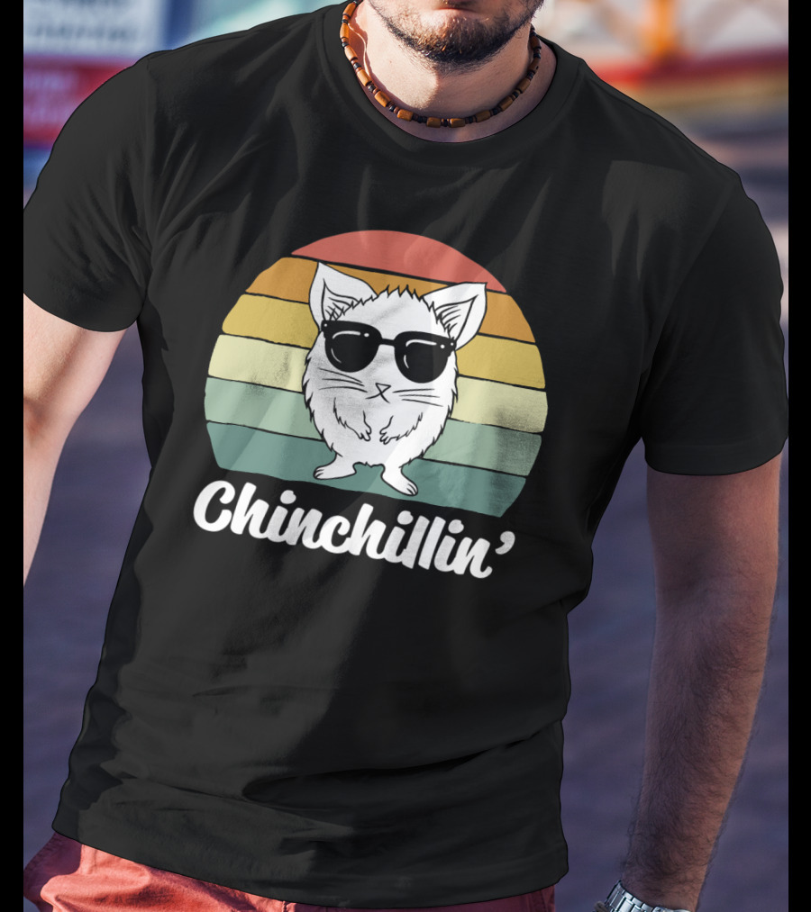 Chinchillin' Funny Chinchilla Owner Lover Retro Sunglasses T-Shirt