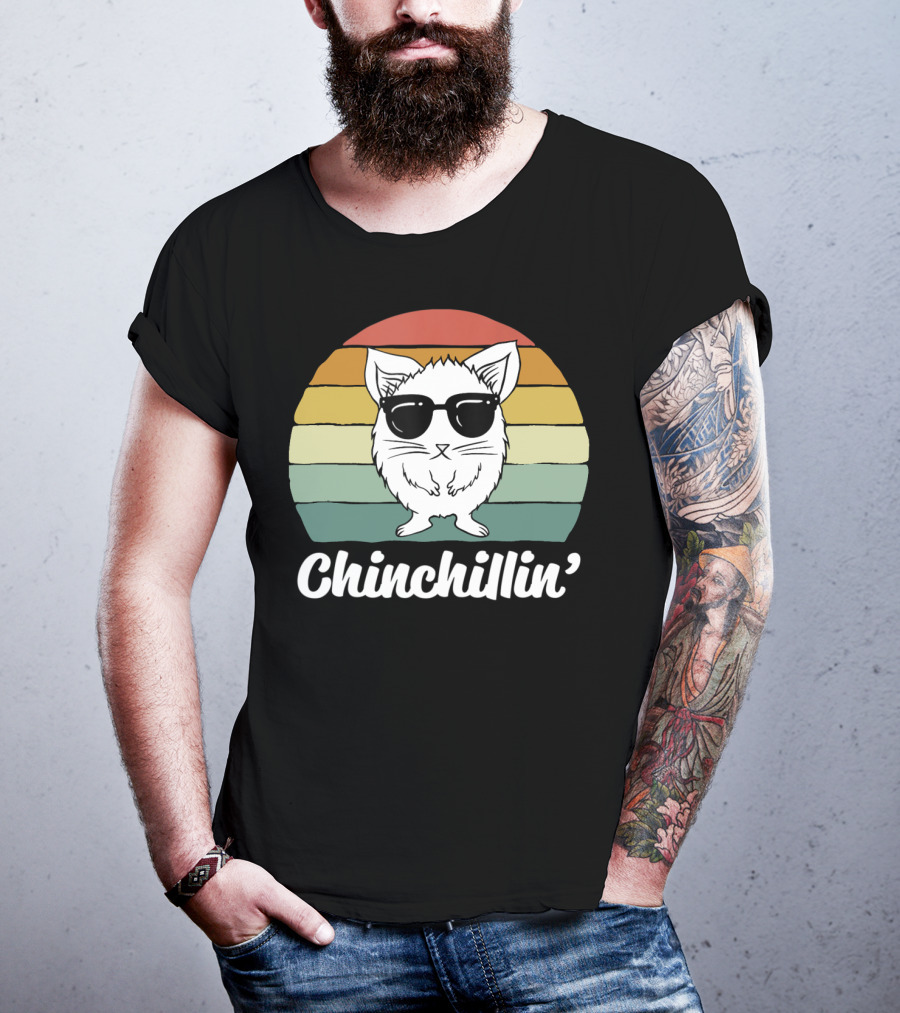 Chinchillin' Funny Chinchilla Owner Lover Retro Sunglasses T-Shirt