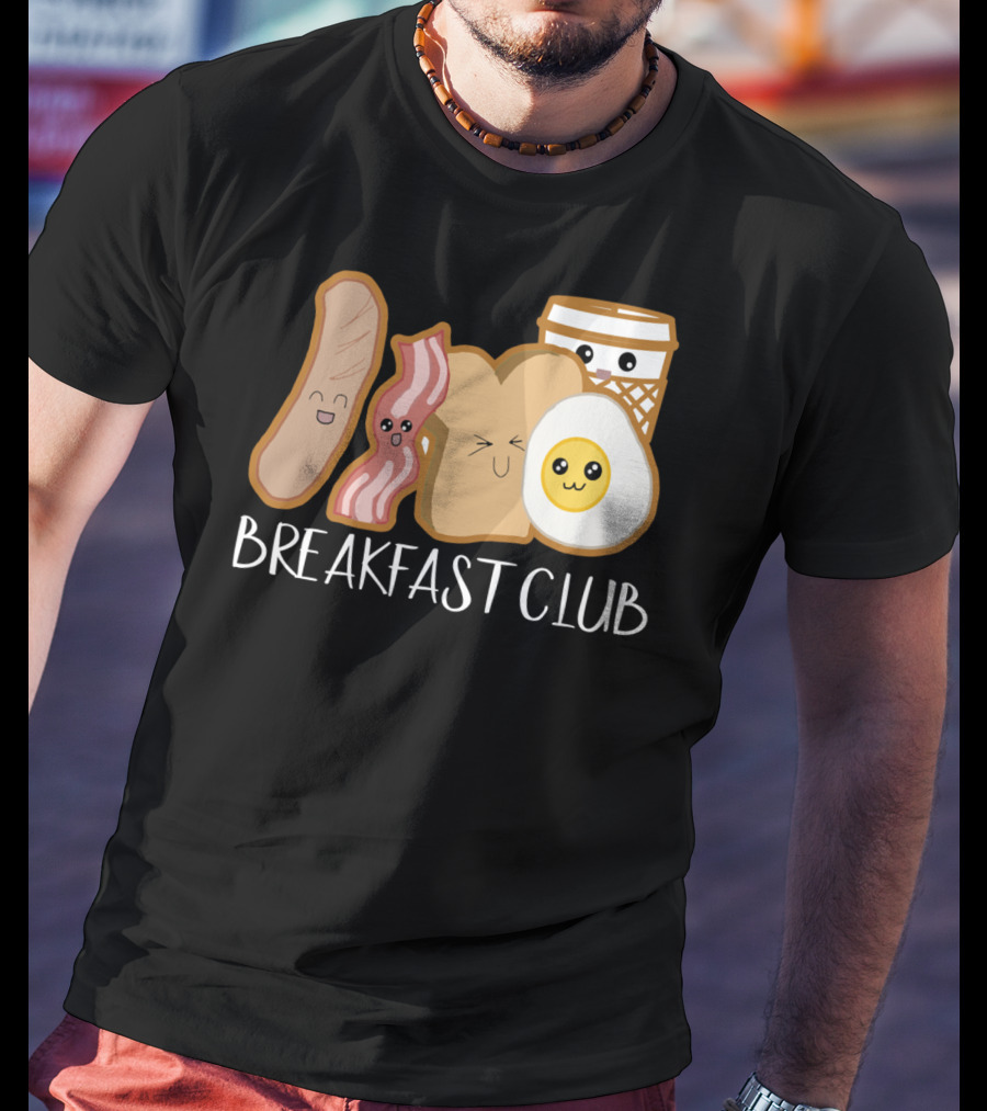 Kawaii Breakfast Club Funny Foodie Adorable Cartoon Food Faces T-Shirt