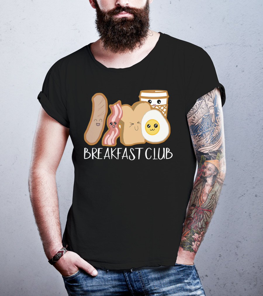 Kawaii Breakfast Club Funny Foodie Adorable Cartoon Food Faces T-Shirt