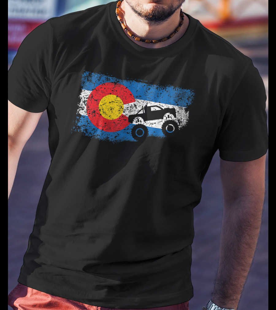 Monster Truck Colorado 4X4 Club Flag Iconic Off-Road Adventure T-Shirt