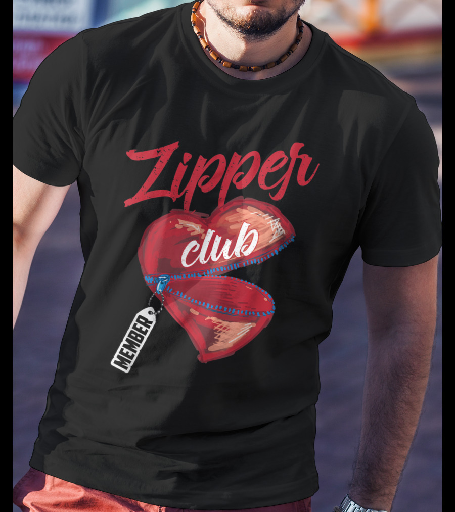 Zipper Club Member Heart With Zipper Congenital Heart Awareness T-Shirt