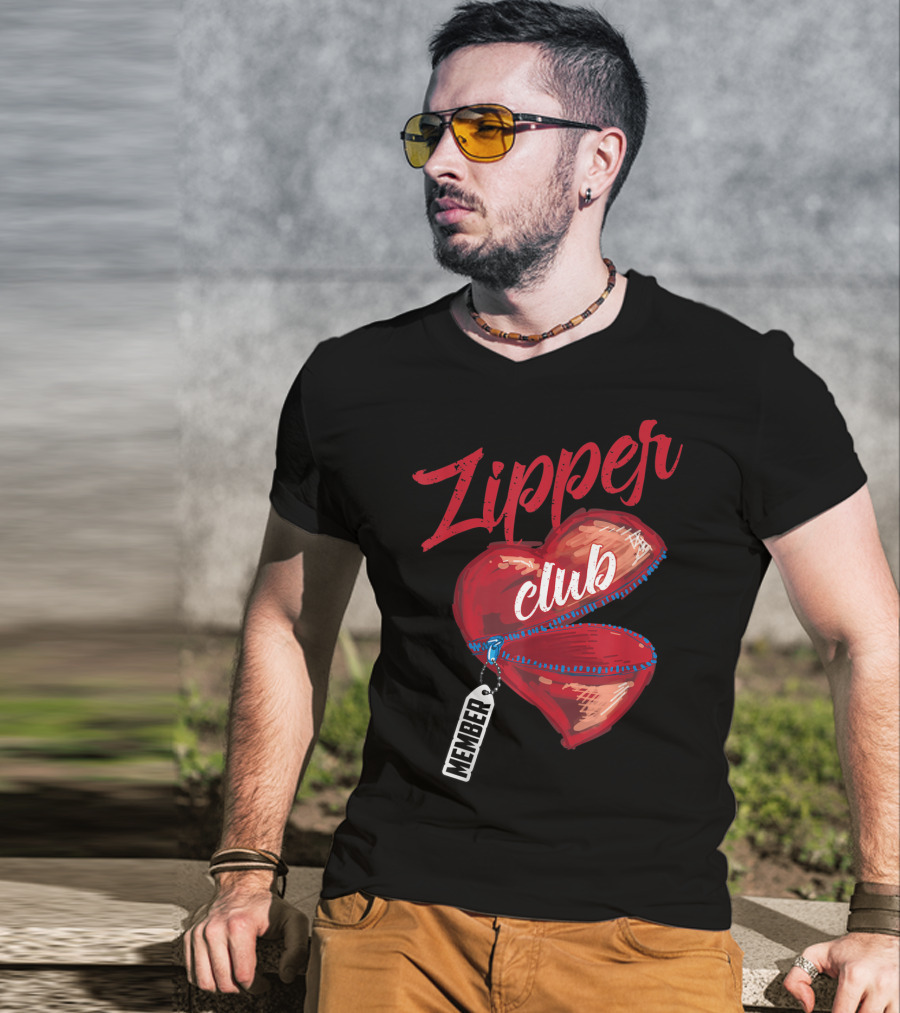Zipper Club Member Heart With Zipper Congenital Heart Awareness T-Shirt