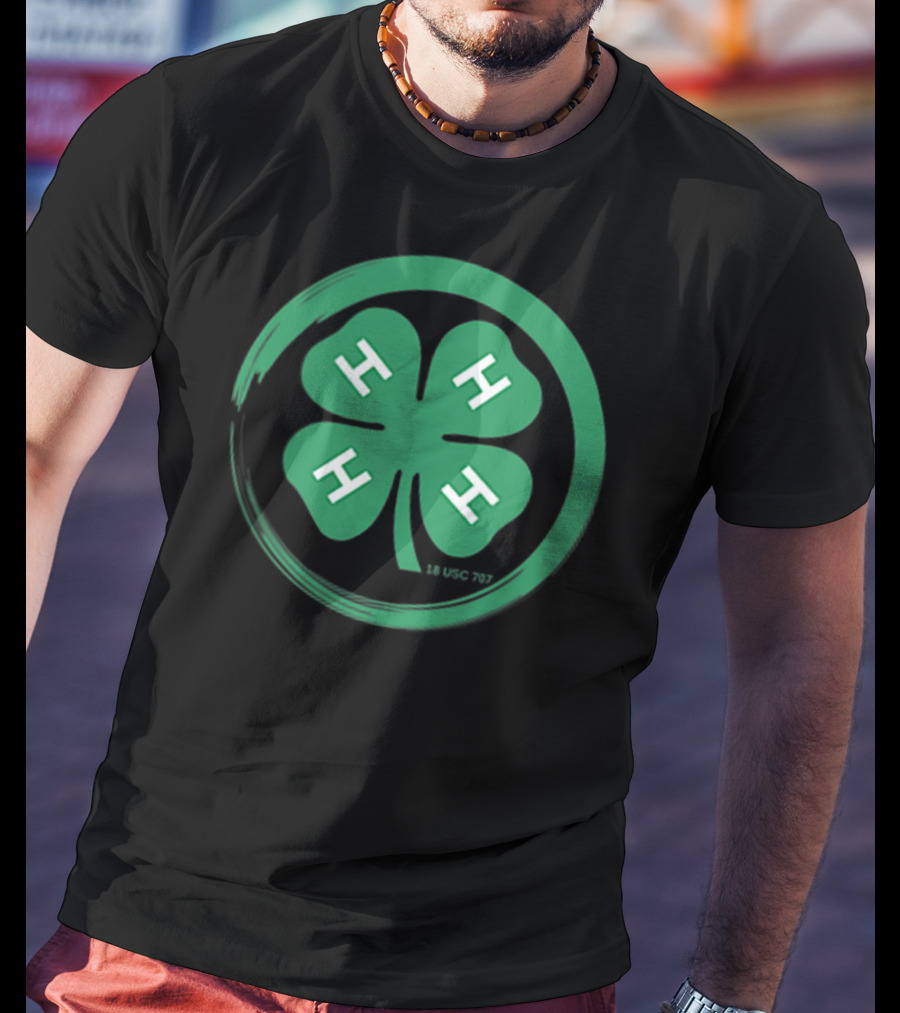4 H Clover Emblem With 18 USC 707 Text T-Shirt