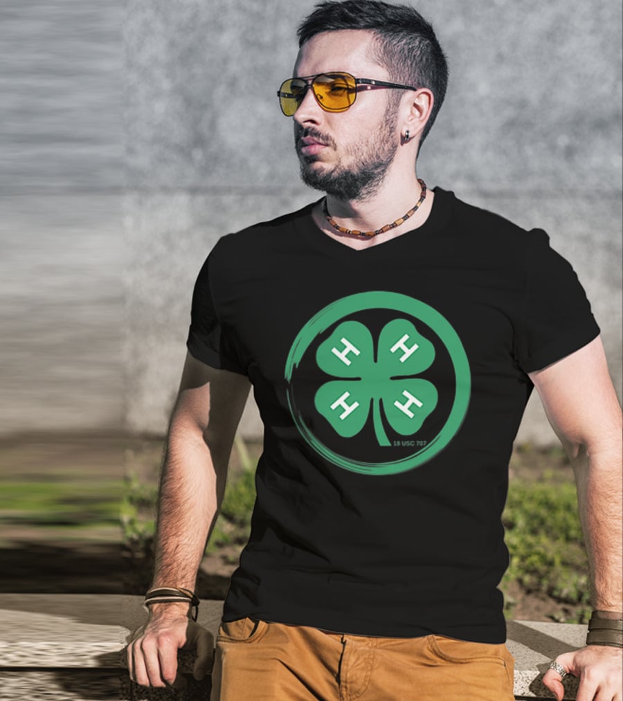 4 H Clover Emblem With 18 USC 707 Text T-Shirt