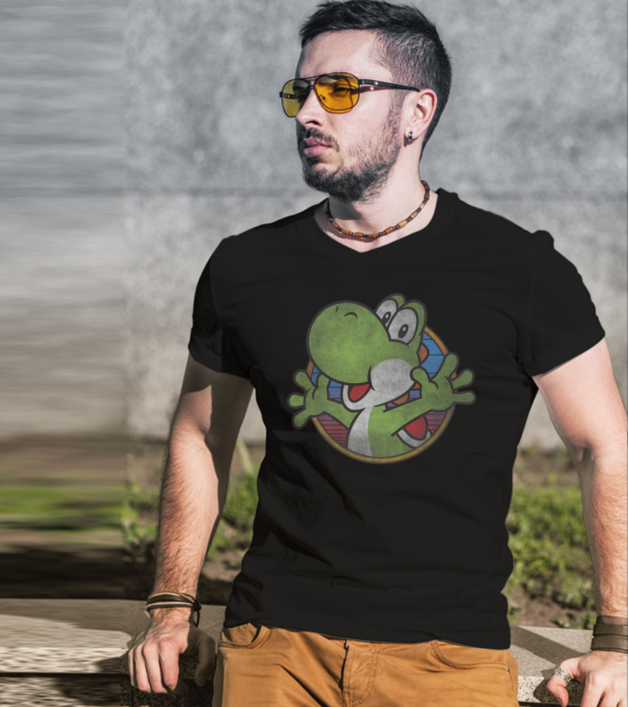 Super Mario Yoshi Colorful Circle Emblem T-Shirt