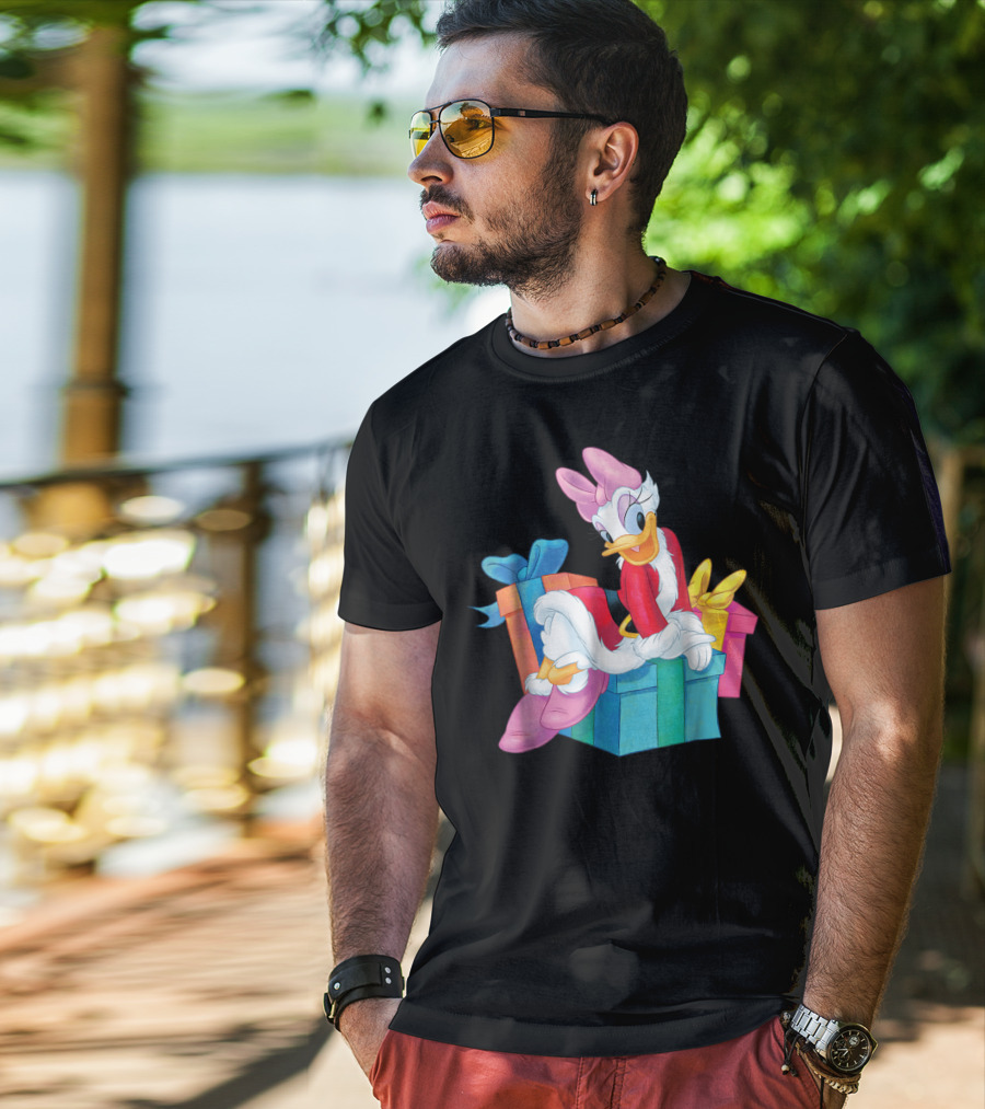 Disney Daisy Duck Santa Holiday With Colorful Gift Boxes T-Shirt