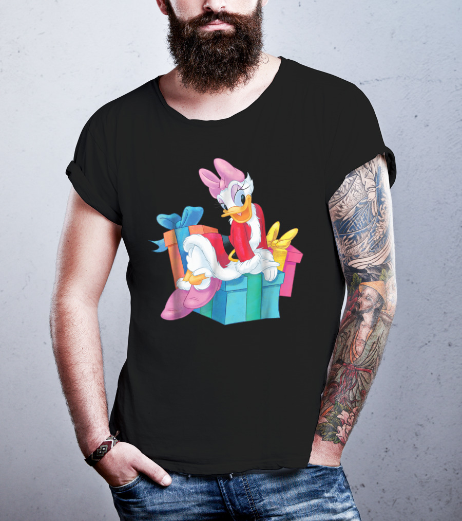 Disney Daisy Duck Santa Holiday With Colorful Gift Boxes T-Shirt