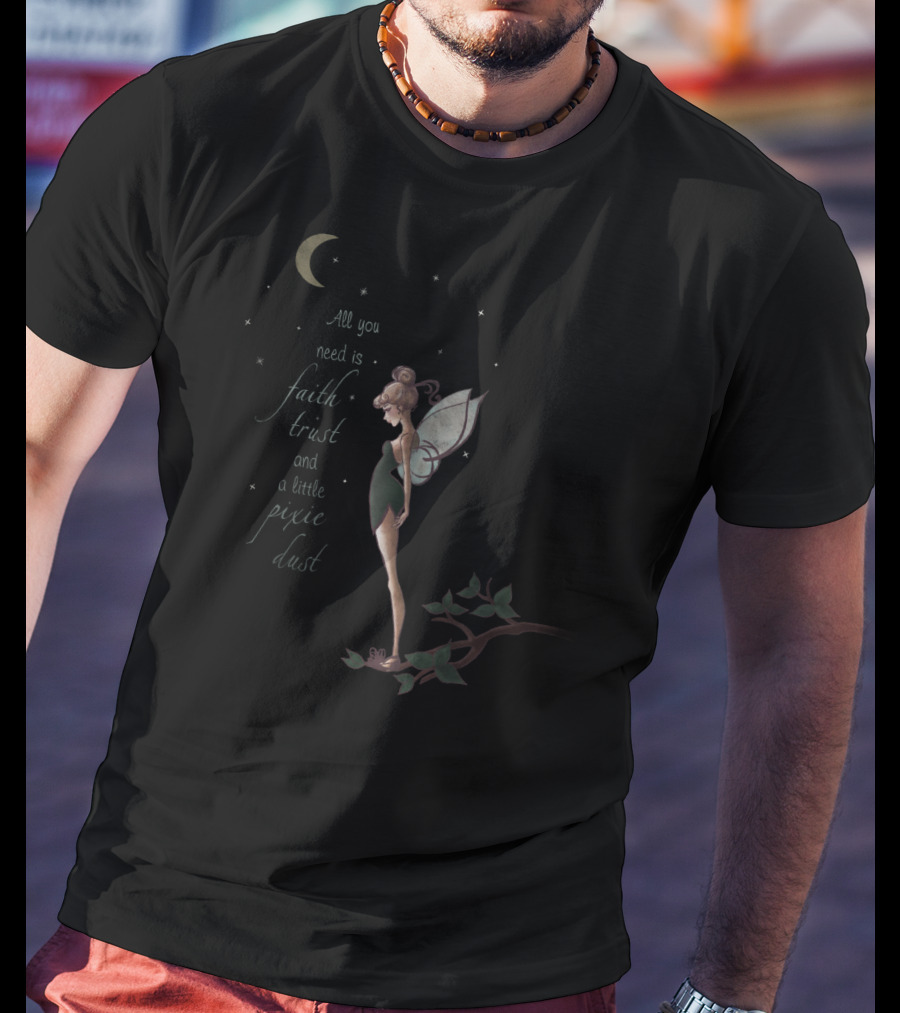 Disney Tinker Bell Faith Trust Pixie Dust Moon And Stars T-Shirt