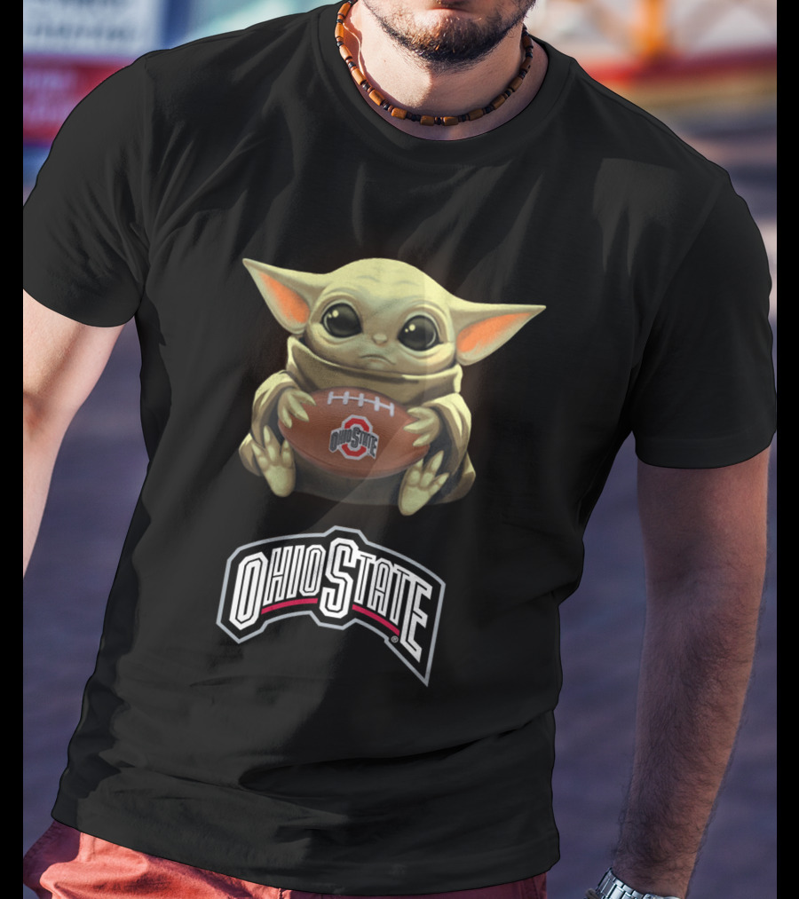 Yoda Holding Ohio State Football For Star Wars And Buckeyes Fans T-Shirt