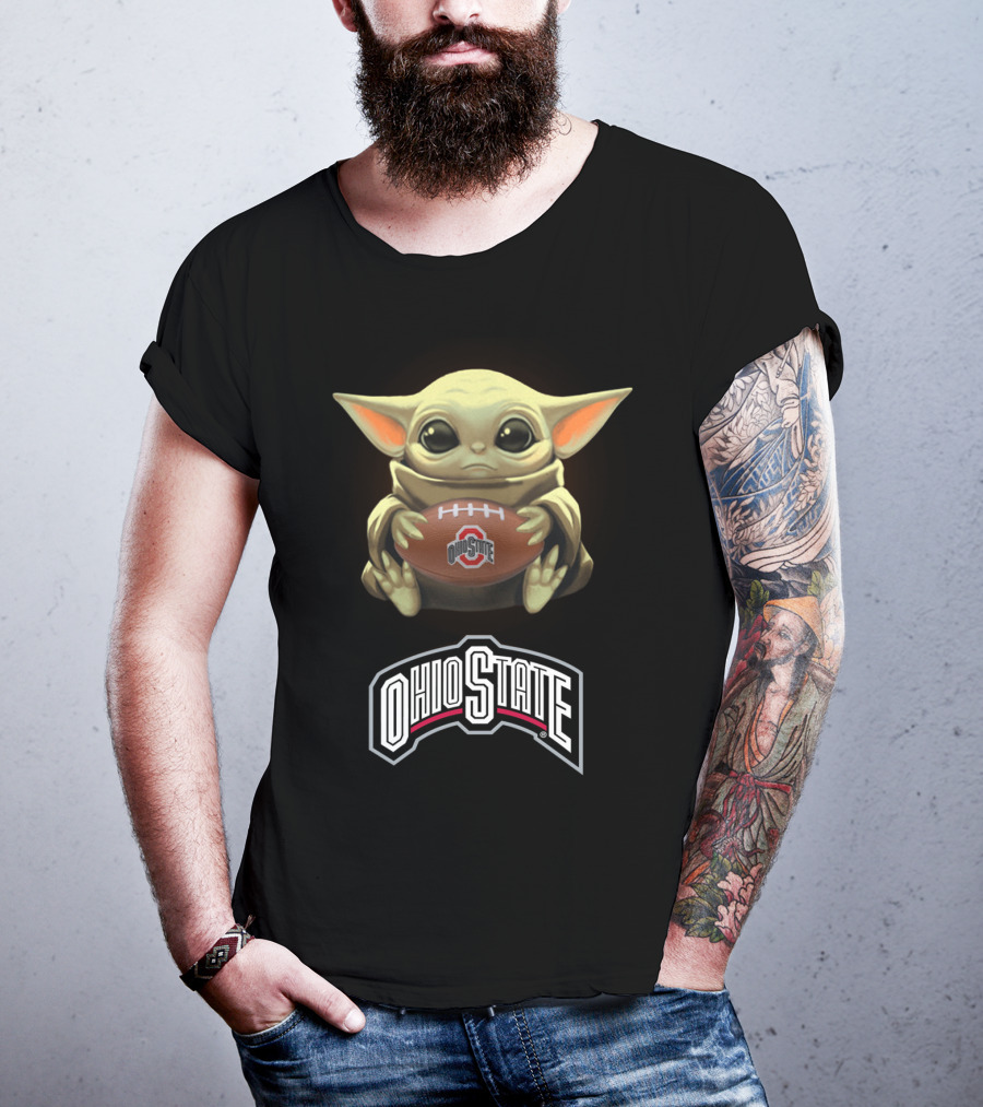 Yoda Holding Ohio State Football For Star Wars And Buckeyes Fans T-Shirt