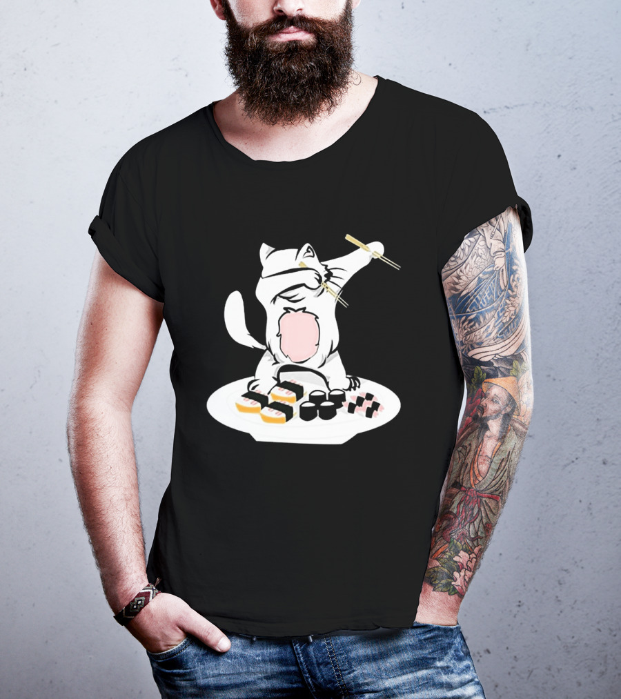 Catsushi Cute Cat Eating Sushi With Chopsticks T-Shirt