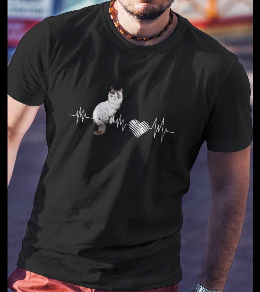 Ragdoll Cat Heartbeat Line T-Shirt