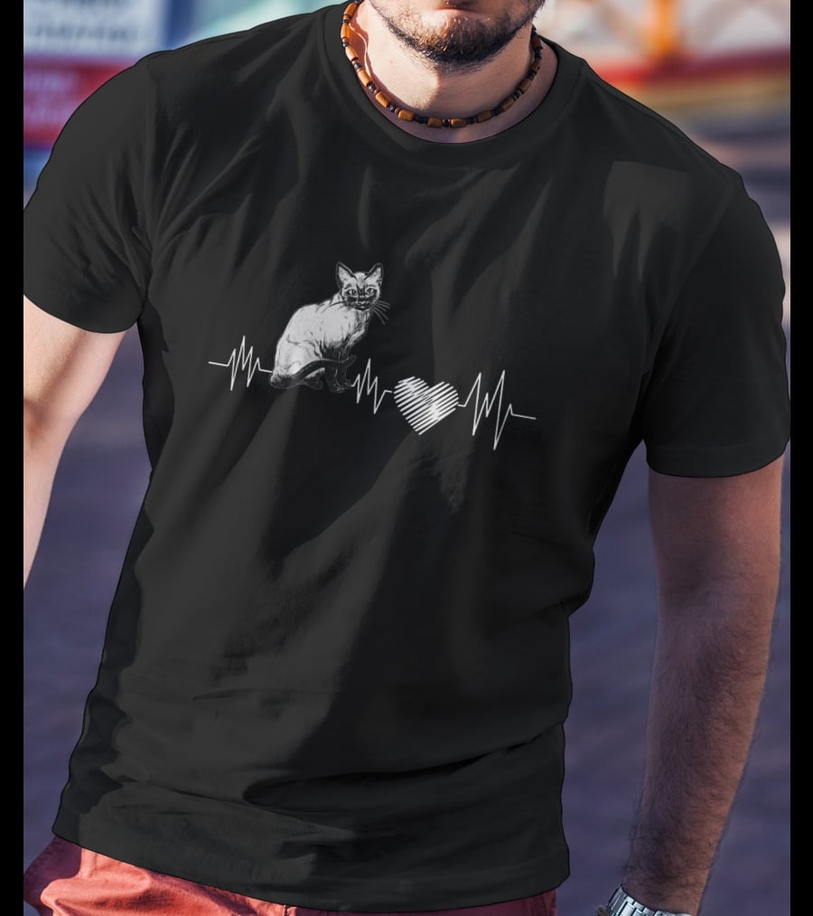 SiameseLover Heartbeat Cat T-Shirt