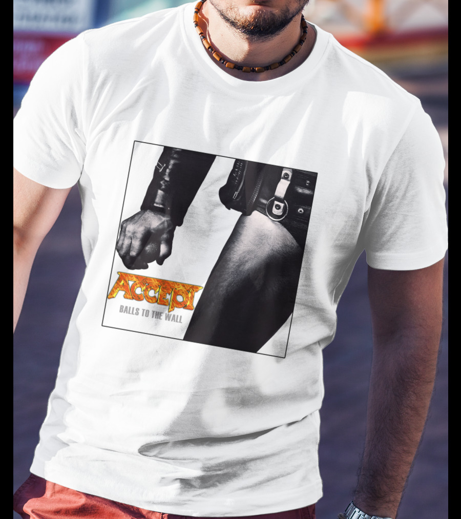 Accept Balls To The Wall Album Cover Leather Jacket And Studded Belt T-Shirt