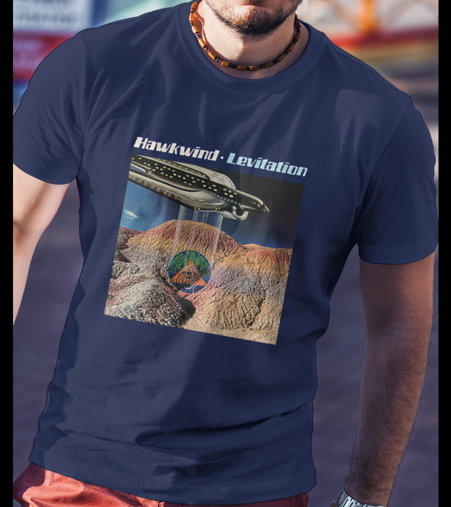 Hawkwind Levitation Spaceship Over Mountain Landscape T-Shirt