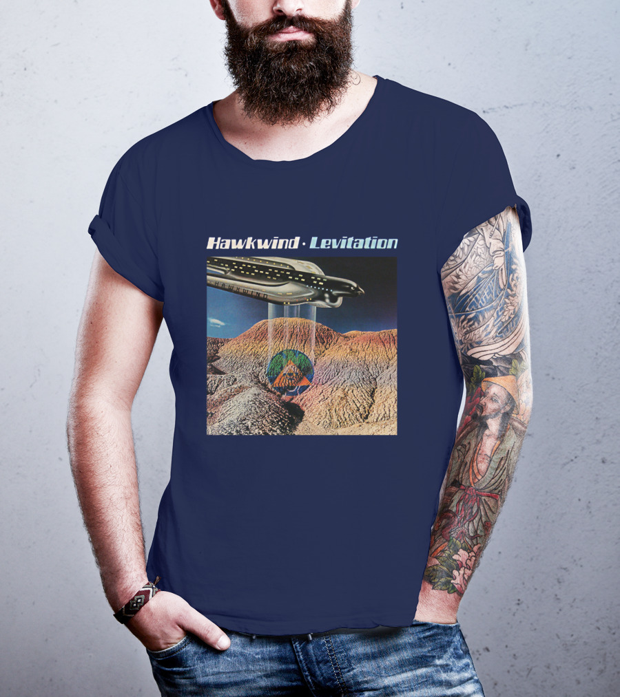 Hawkwind Levitation Spaceship Over Mountain Landscape T-Shirt