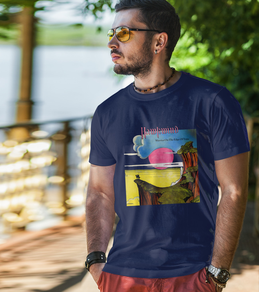 Hawkwind Warrior On The Edge Of Time Cliff Sunset Scene T-Shirt