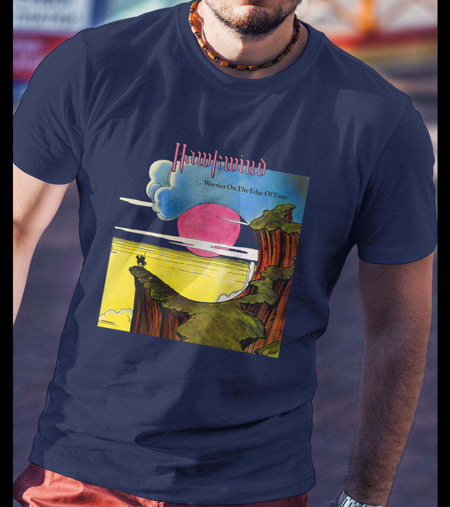 Hawkwind Warrior On The Edge Of Time Cliff Sunset Scene T-Shirt