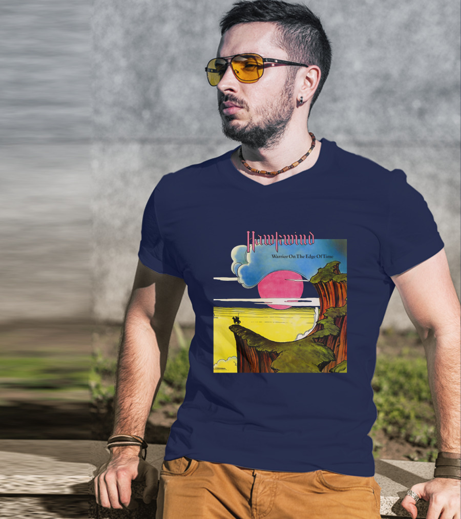 Hawkwind Warrior On The Edge Of Time Cliff Sunset Scene T-Shirt
