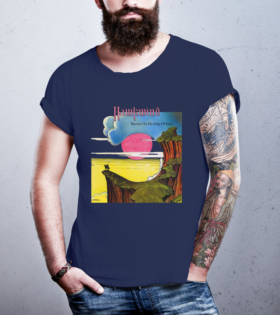 Hawkwind Warrior On The Edge Of Time Cliff Sunset Scene T-Shirt