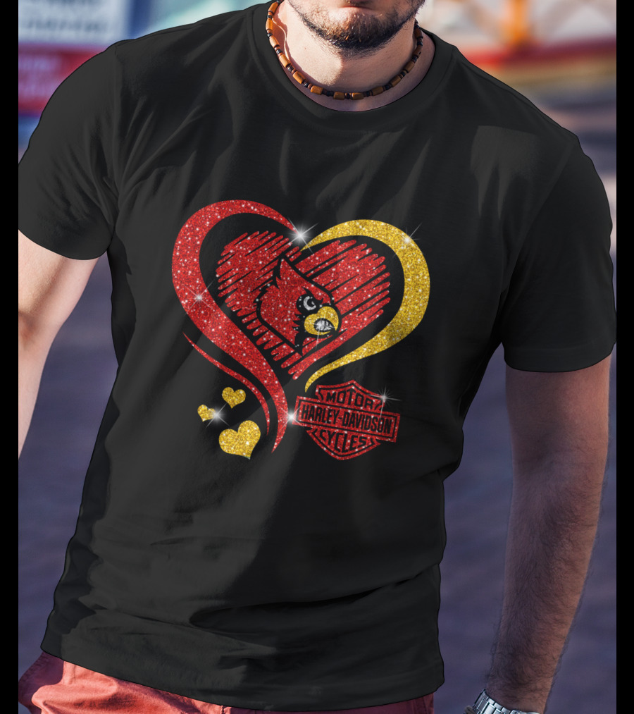 Harley Davidson Heart Louisville Cardinals T-Shirt